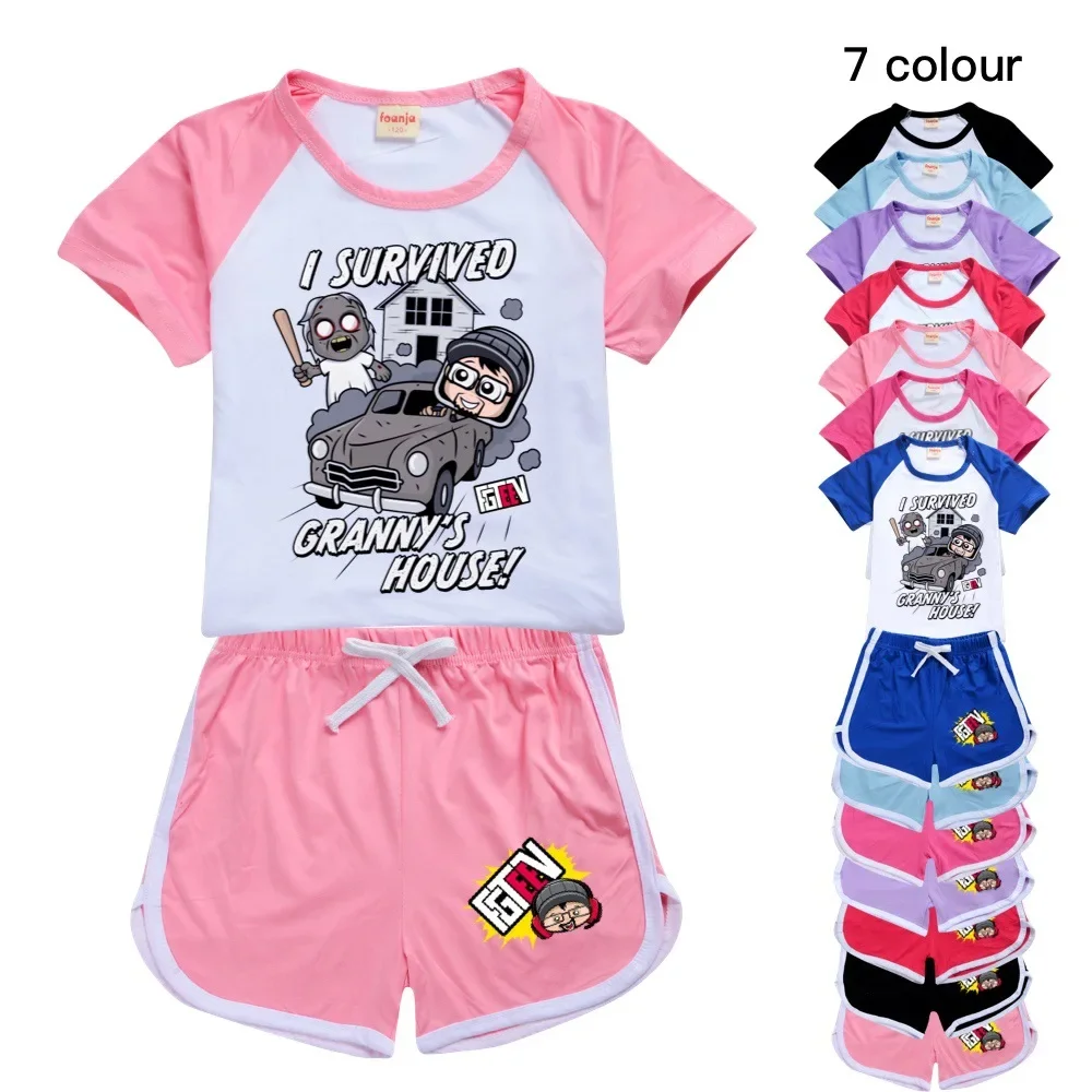 

Summer Kids Clothes Suits Girls Fgteev T-shirt + Pants Sets Short Sleeve Tracksuit Children's Cartoon Outfits Sportwear