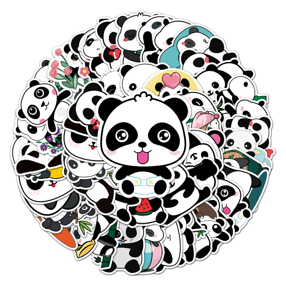 10/30/50PCS Panda Graffiti Stickers Cartoon Cute Animal iPad Stickers DIY Skateboard Guitar  Luggage Graffiti Stickers Wholesale