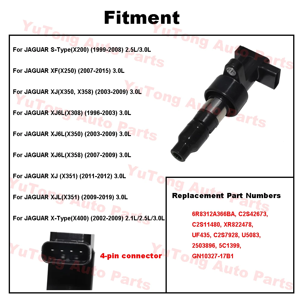 Ignition Coils For JAGUAR XJ X350 X351/ X-TYPE X400 3.0L 2003-2009 2008 S-Type X200 XF X250 Accessories C2S42673 C2S11480