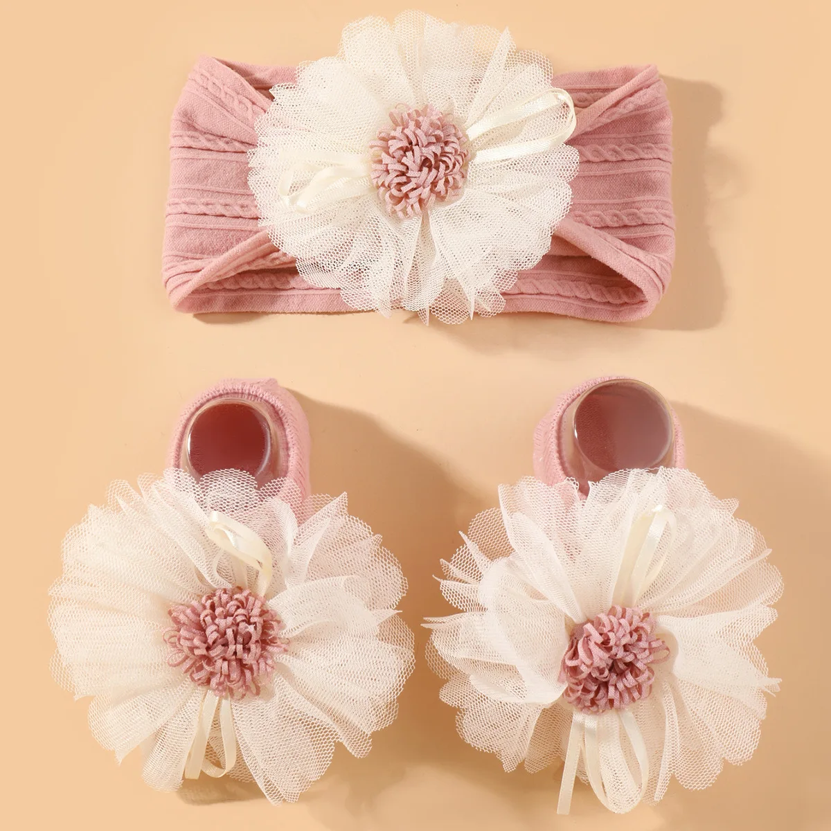 

Infant Nylon Hairband with Super Elasticity Newborn Flower Headwear Baby Hairband And Socks Set Baby Accessories