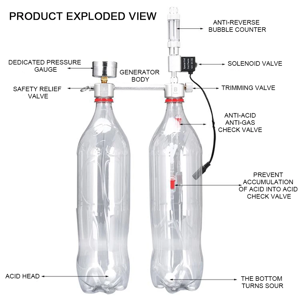 Bubble Counter Diffuser CO2 Generator System Kit For Aquatic Plant Growth With Solenoid Valve Aquarium Equipment