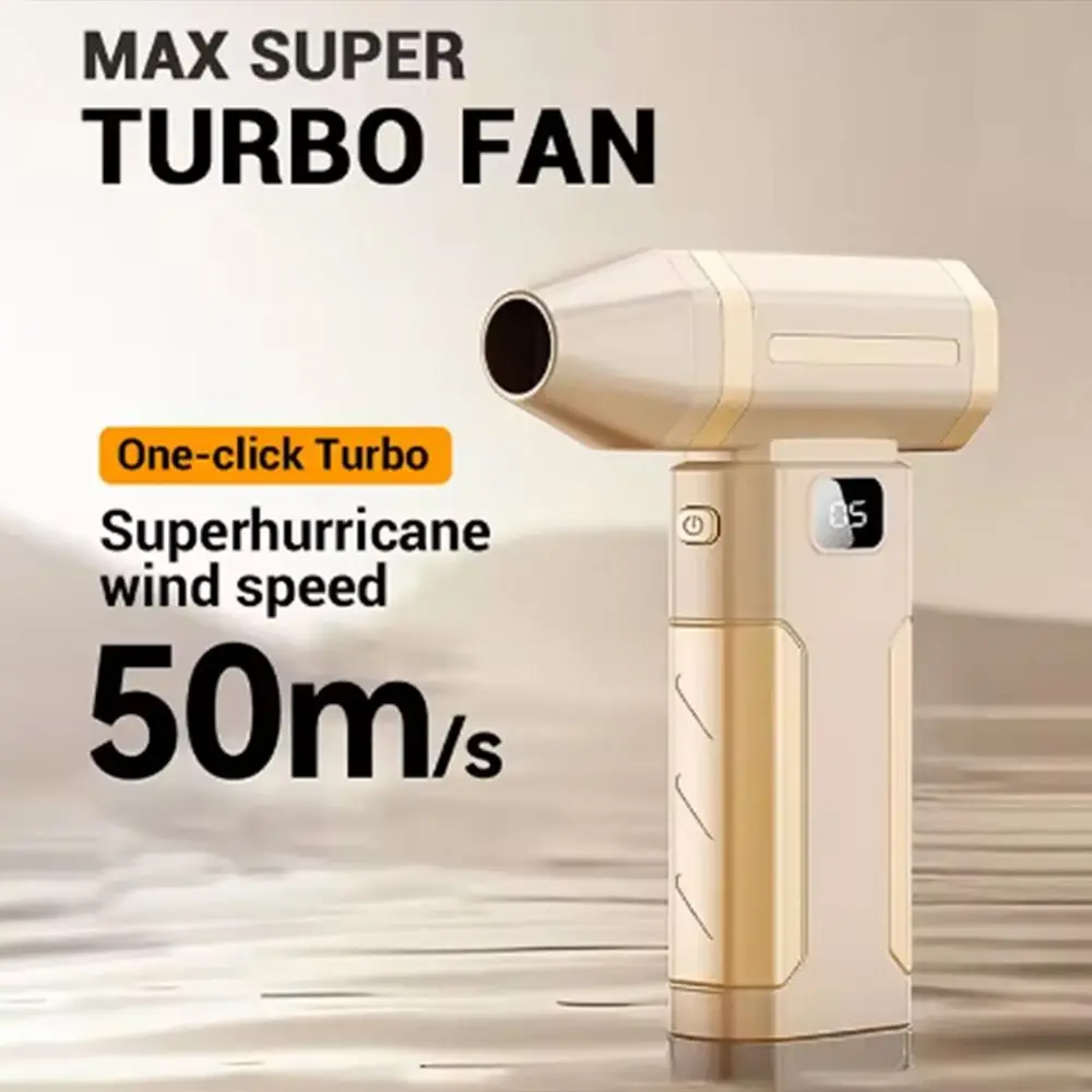 450000RPM Mini Turbo Jet Fan LED Display Lighting Lamp Electric Dust Blower 5 Gears Speed Adjustable Rechargeable