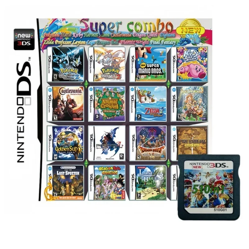 

Карта NDS 510 в 1, игровая карта 3DS NDS, комбинированная карта, высококачественная лента, удобный опыт, комбинированная карта NDS, подарок