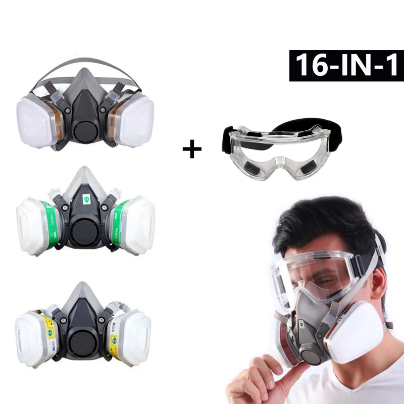 Dust Proof Fog 6200 Gas Mask 7/16 in 1 Suit Industrial Painting Spraying Respirator With Protective Glasses Safety Work Filters