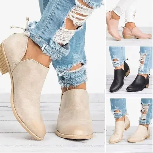 Women\'s 6 Boots 2022 Autumn Pointed Suede Thick Heel Booties Women Plus Size Zipper Heeled Ankle Boots Botas De Mujer