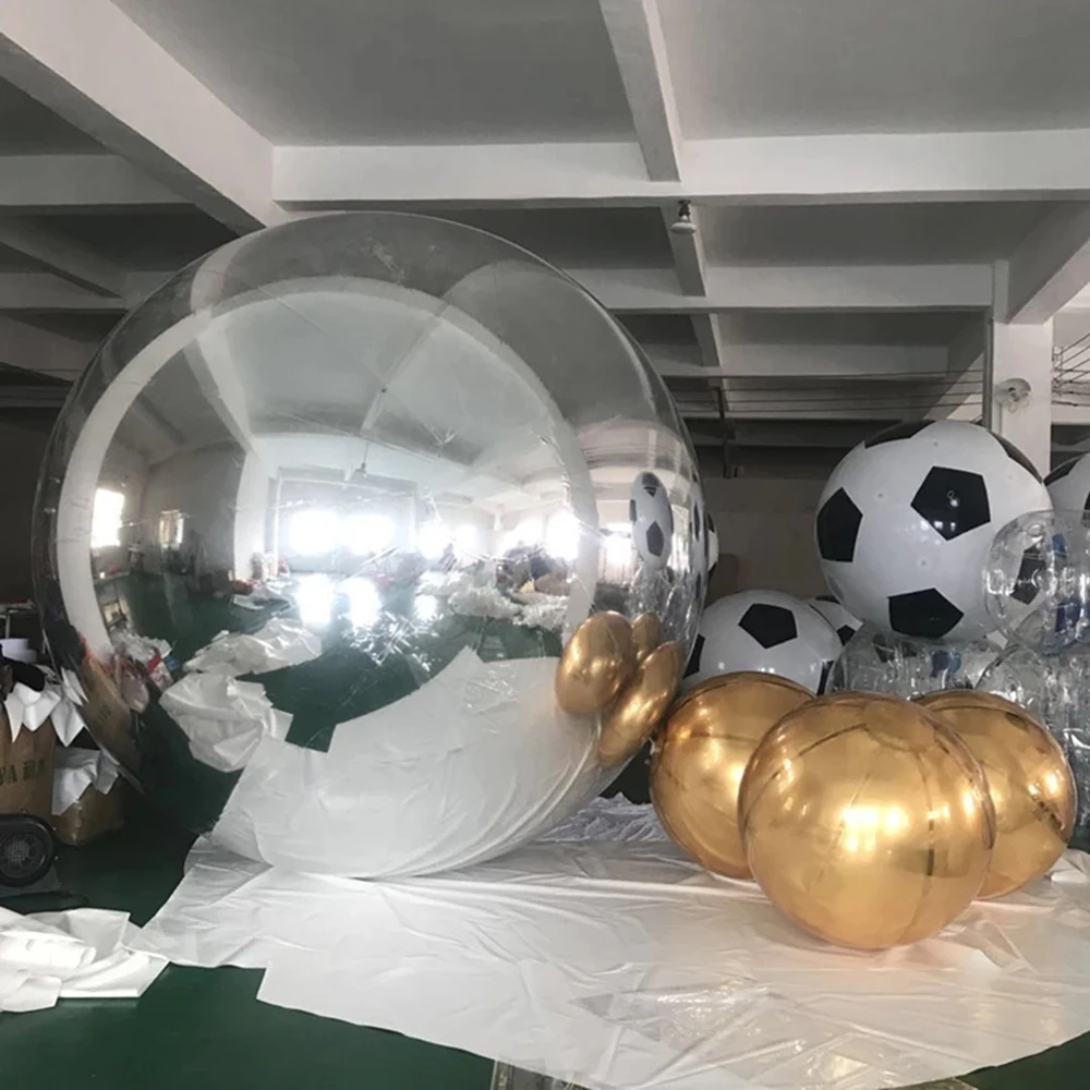 wholesale Silver Giant Inflatable Mirror Ball Hanging inflatable Mirror Balloon Large Sealed Gold Colorful Sphere For Wedding