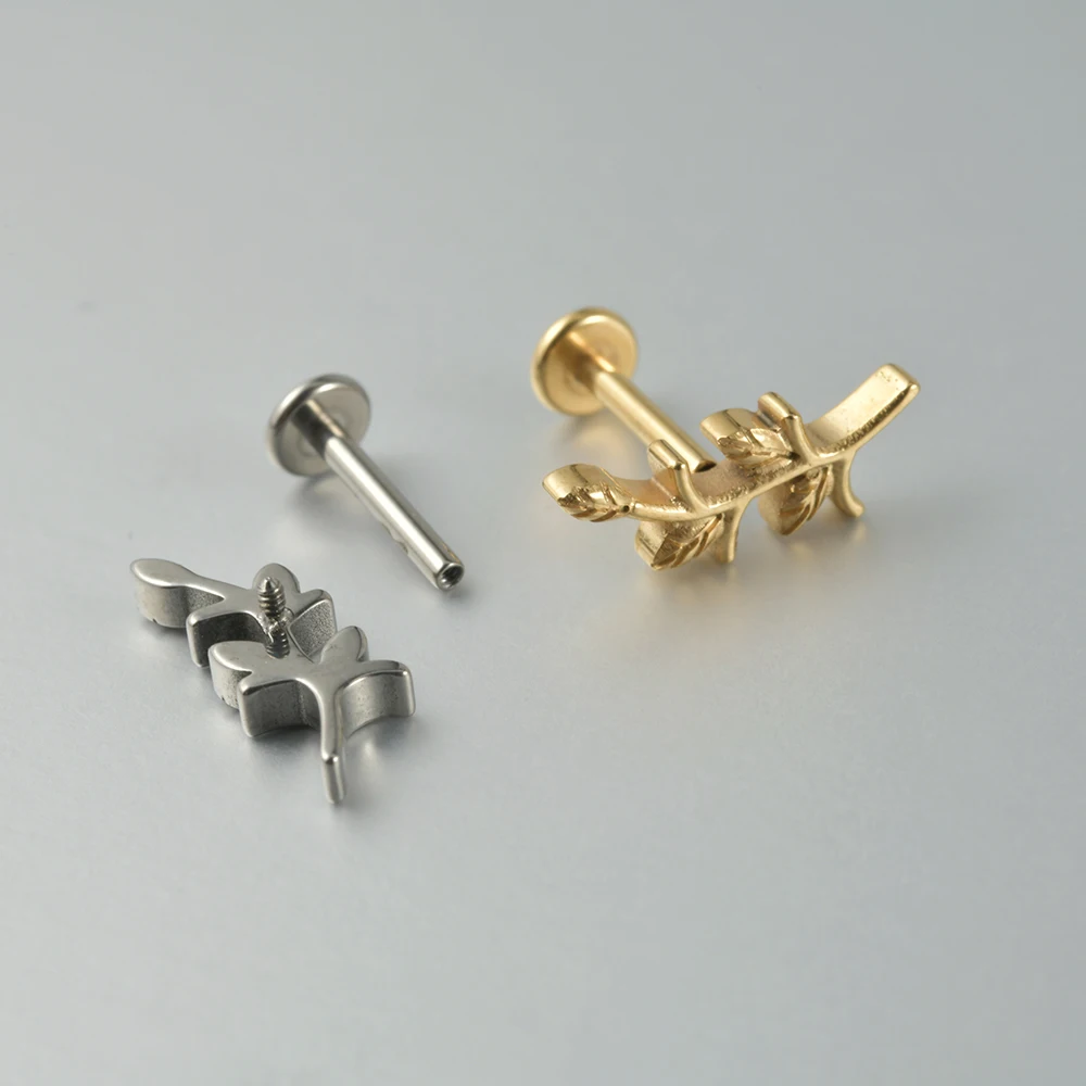 Opal Flower Cartilage Earrings, Solid Titanium