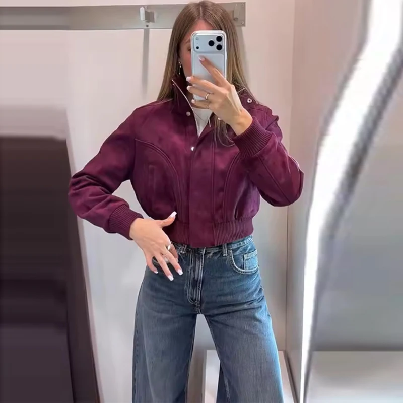 Turtleneck Women's Autumn Jackets 2026 New Fashion Slim Short Autumn Warm Women's Jacket Blouse Street Chic Street Youth Coats