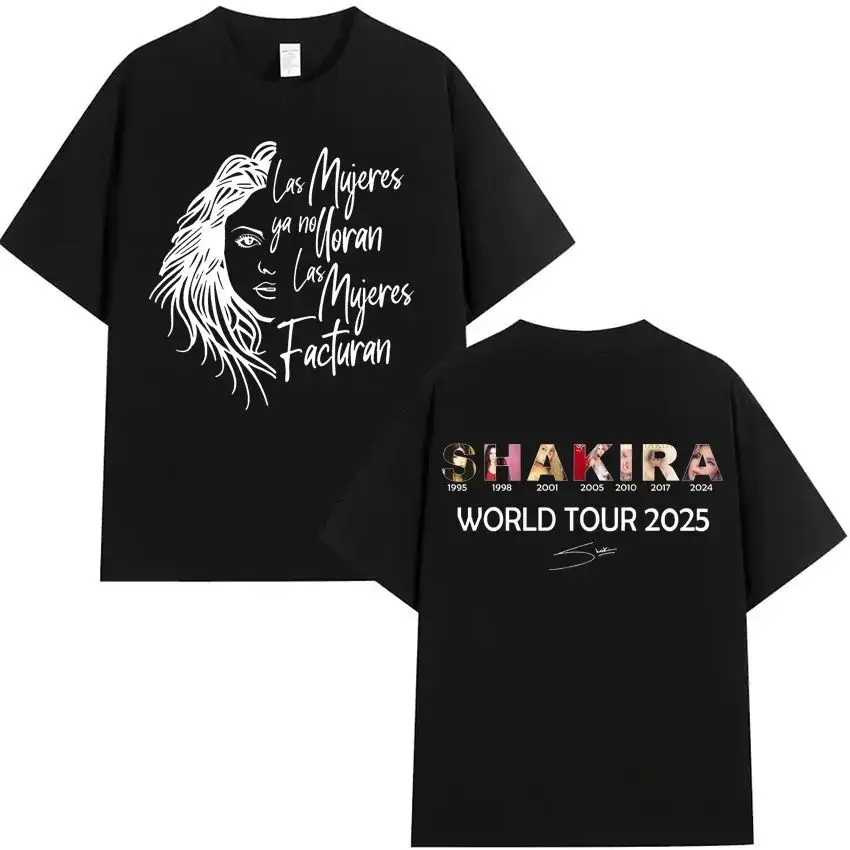 New Y2k Hip Pop T-shirts Shakira Las Mujeres Ya No Lloran World Tour 2026 High Quality Print Tee Casual Loose Streetwear Unisex