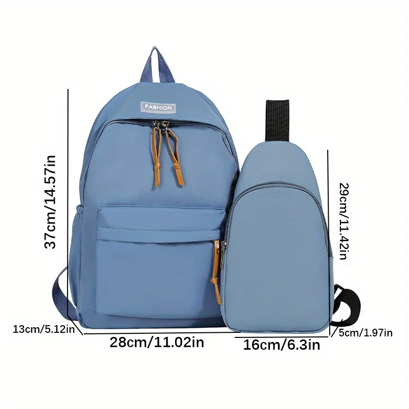 2pcs Bagset back to school Nylon Women Backpack Female Travel Bag  Solid Color Large Capacity School Season Casual Schoolbag