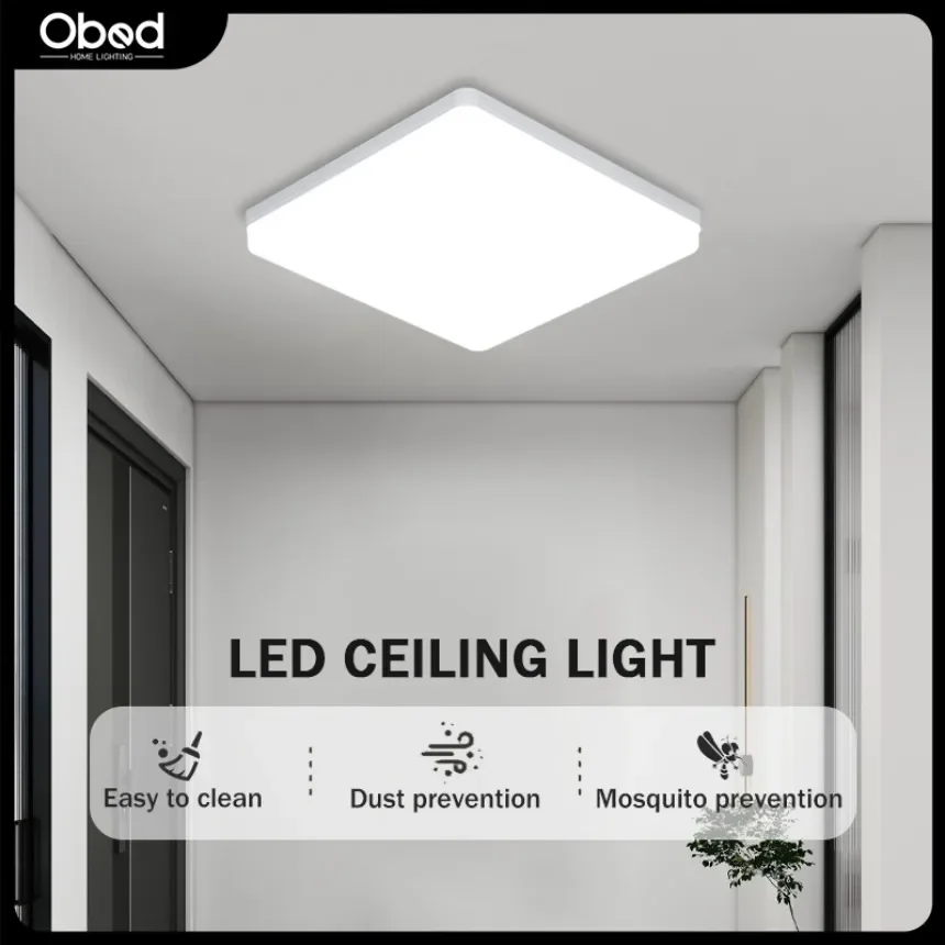 Luz de teto quadrada LED, brilho de iluminação interior, painel economizador de energia, branco frio, branco quente, 48W, 36W, 24W, 18W, 85-265V