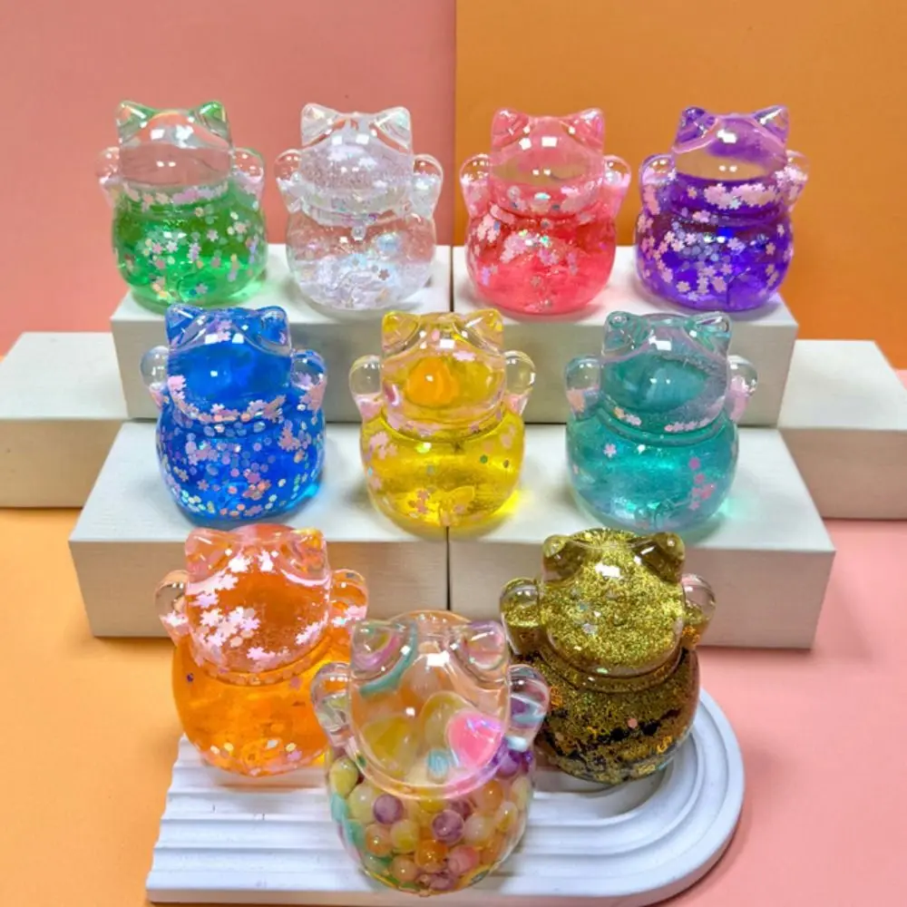 Nagaya Fortune Cat Candy Color Cat Dolls Cute Shiny Doll Desktop Ornaments Lovely Kawaii Cartoon Cat Model Toy Jewelry Gifts