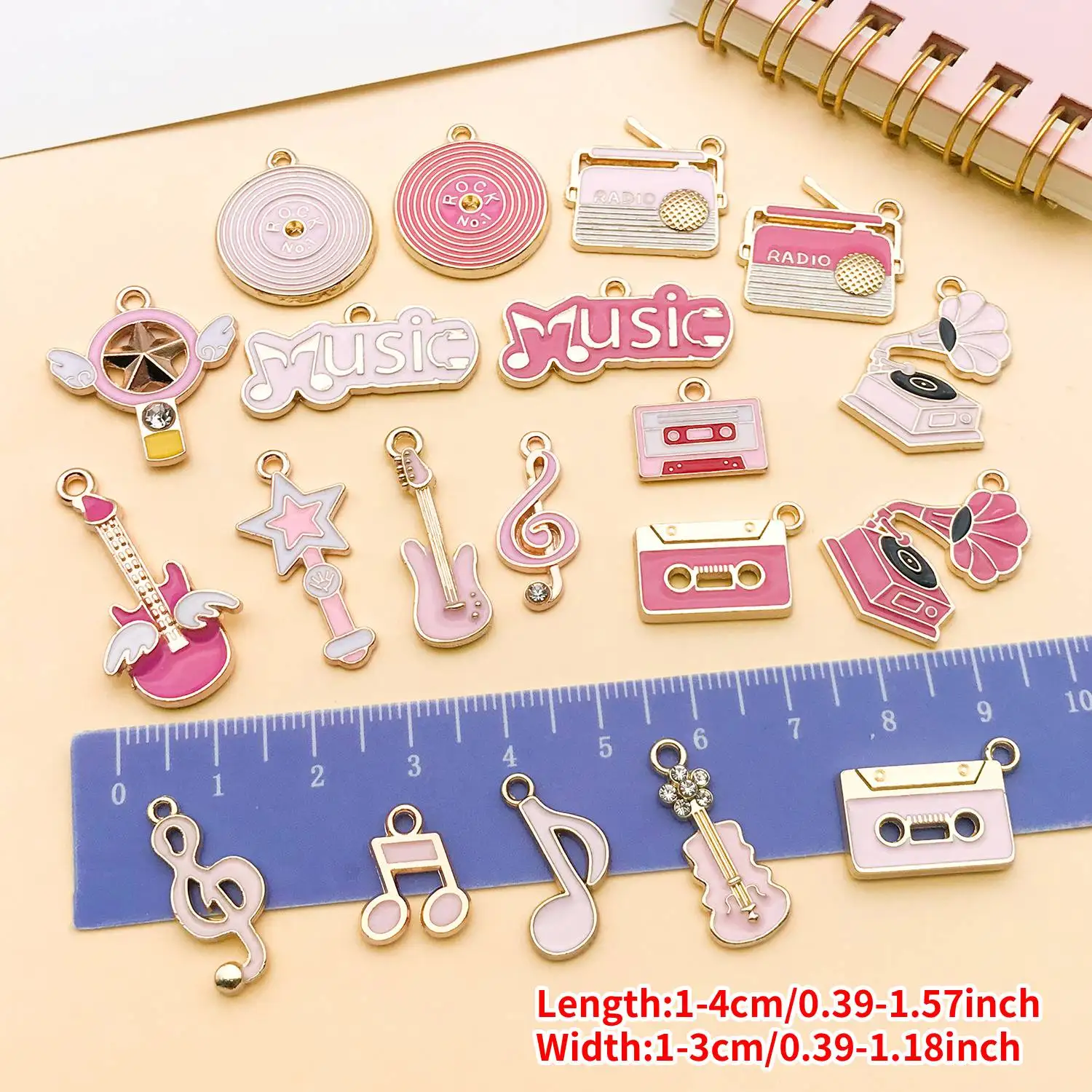 10/20pcs Alloy Drip Oil Music Series Charms Pendants, DIY Jewelry Making Earrings Necklace Keychain Accessories Supplies image 5