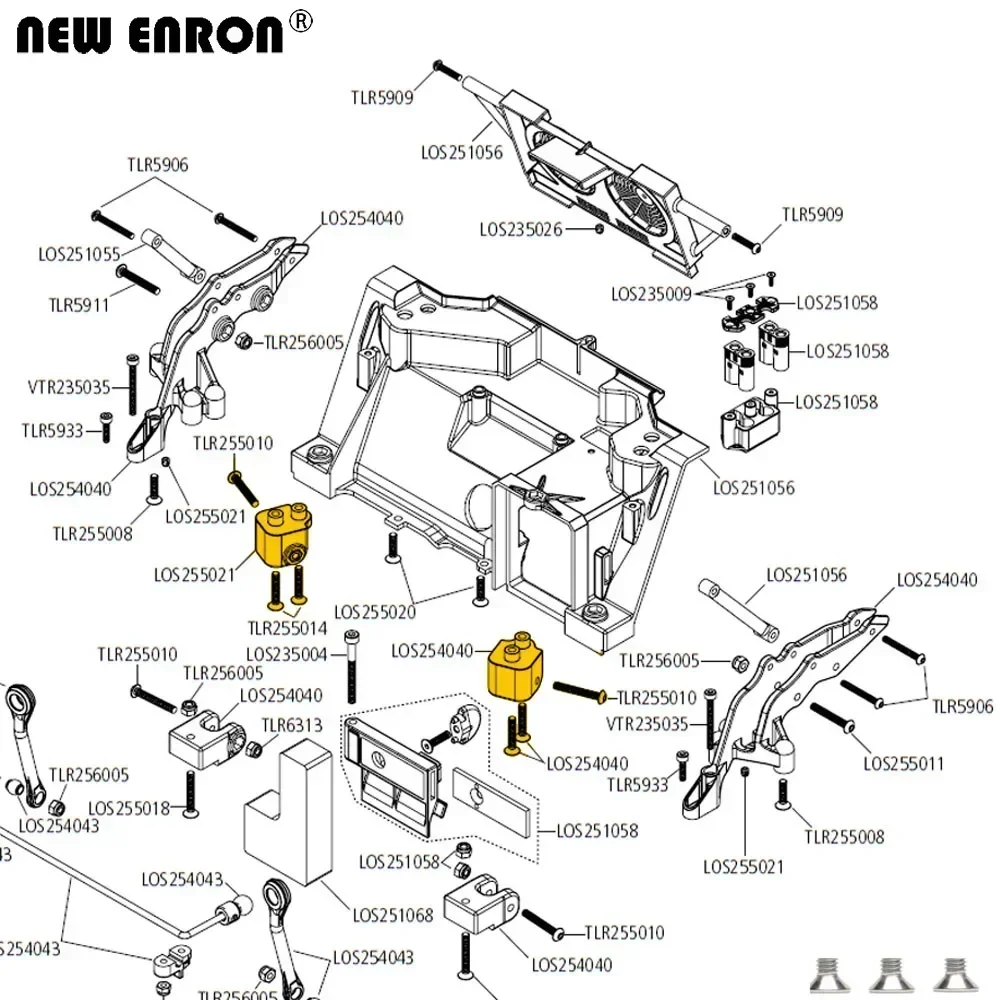 Suporte de ligação de suspensão do eixo superior traseiro LOS254040 para Crawler Team Losi 1/6 Super Baja Rey carros rc para adultos