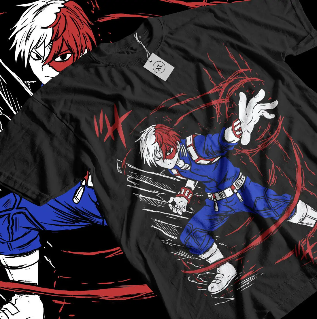 Todoroki T-shirt Academia my hero All sizes Mha Toya Dabi Anime Gift Black Shirt