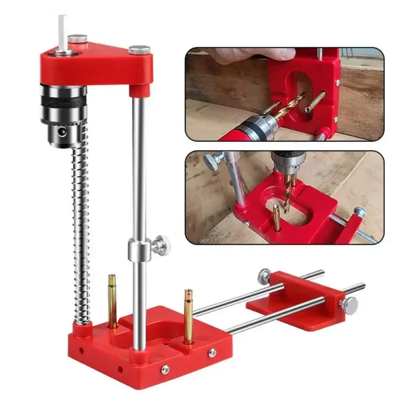 Aluminum Alloy Woodworking Drill Bit Locator Hole Drill Guide Dowel Jig Convenient Labor Saving Plastic Steel Auto-line Drill