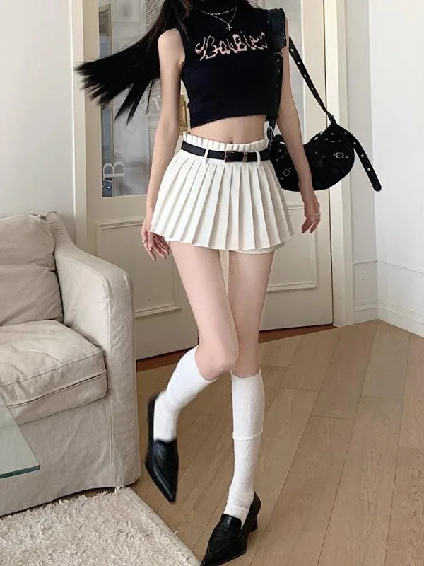 (Lace skirt+belt) pleated skirt JK unified sweet college style skirt half skirt fashionable women's spring/summer style SENH