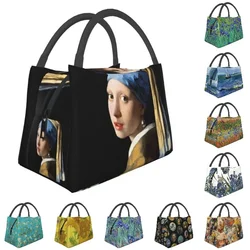 Girl With A Pearl Earring Thermal Insulated Lunch Bags Women Vincent Van Gogh Painting Resuable Lunch Tote Meal Food Box