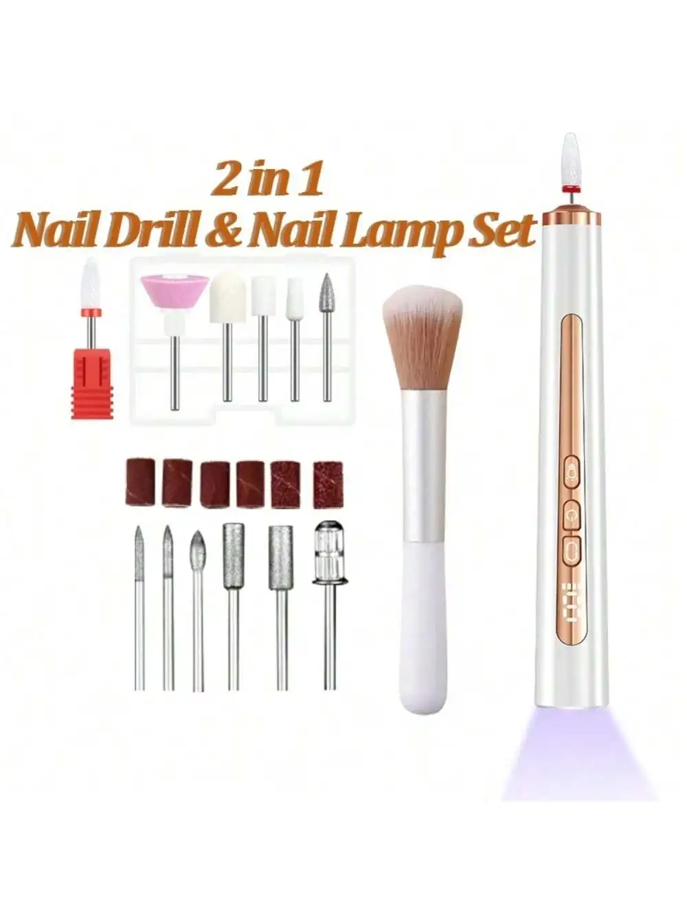 Ensemble de perceuse à ongles et sèche-ongles 2 en 1, stylo de polissage multifonction Portable, lampe LED portative, équipement d'art des ongles à double usage
