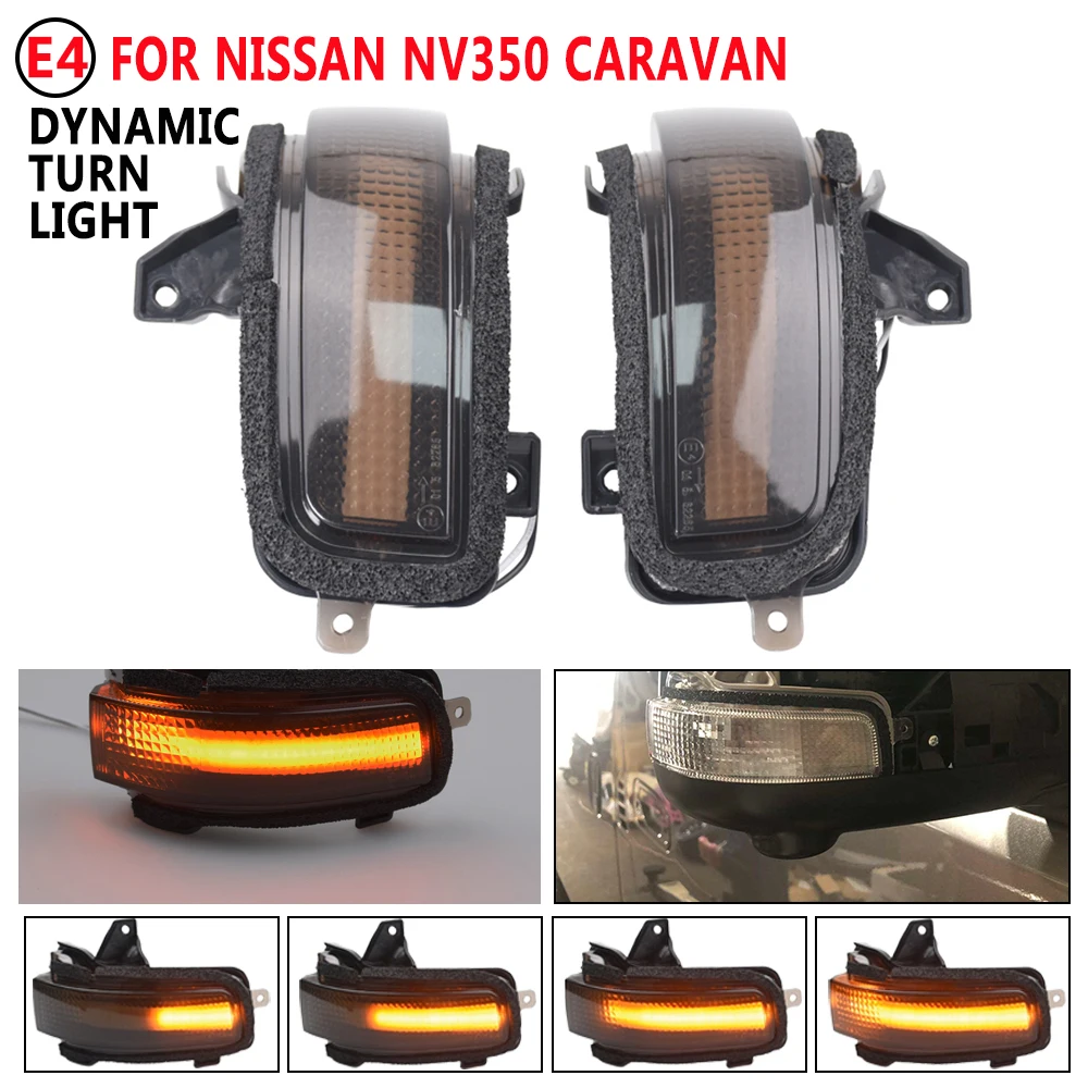 One Pair Hight Quality Dynamic LED Turn Signal Light Rearview Mirror Blinker Indicator For Nissan NV350 Caravan Car Accessories