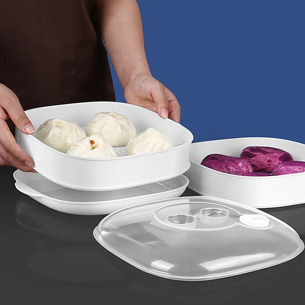 

Two Layer Microwave Steamer for Rice Buns Dumplings Kitchen Versatile Storage Container Tool Plastic Container