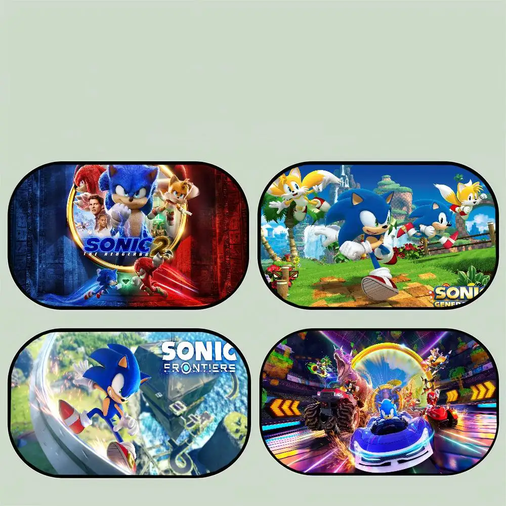 

Cartoon S-Sonic Car Sun Shade UV Protection Electrostatic Adsorption Car Window Sunshade For Kids Outdoor Sunscreen