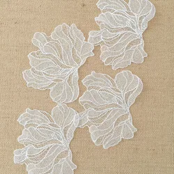 5Pcs White Mesh Flower Patch Bauhinia Appliques Wedding Repair 18*11cm