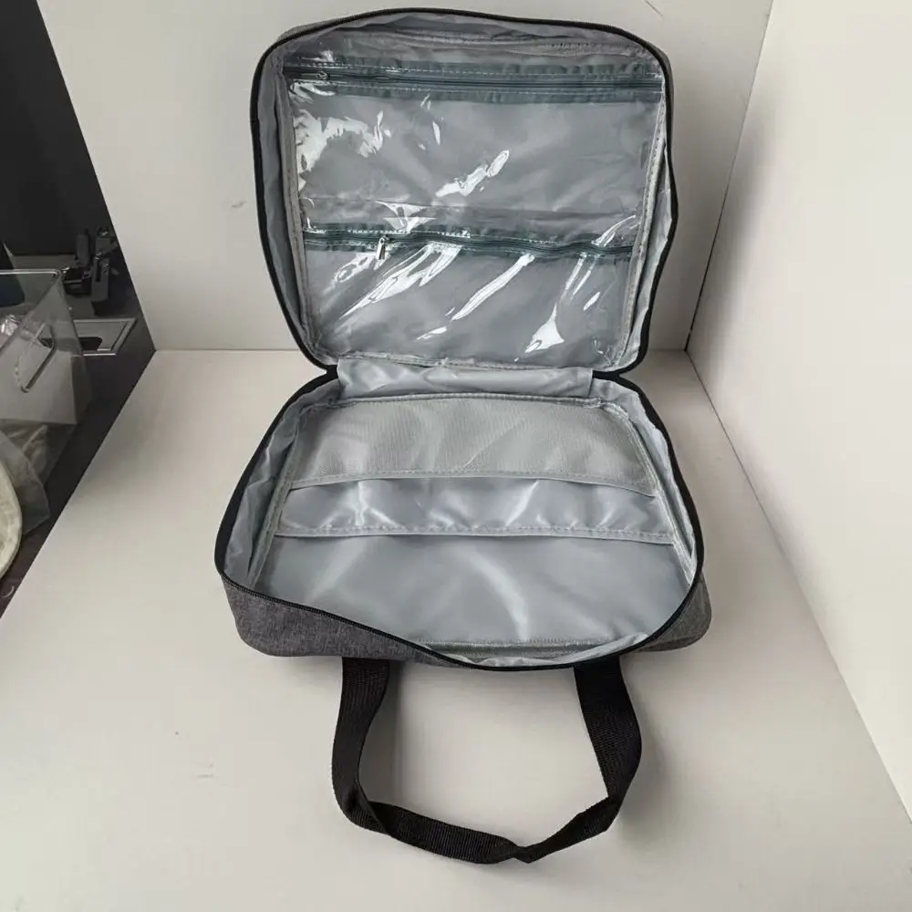 

Portable Crochet Storage Bag Padded Interior Double Handles Cross Stitch Thread Storage Multiple Compartments Zipper Closure