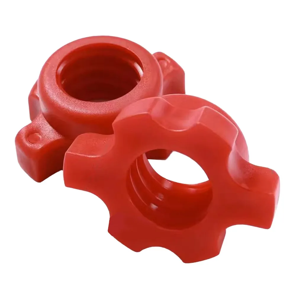 4pcs Weightlifting Red Dumbbell Nuts Easy Operation Anti Slip Spinlock Collar Hex Fixing Barbell Screw Home Strength Training