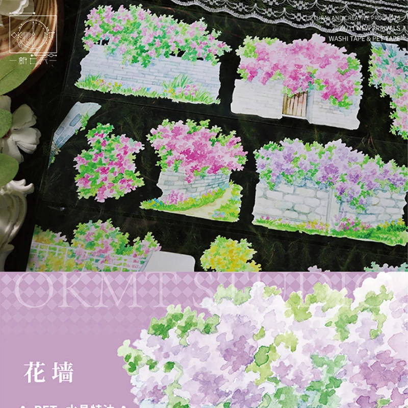 Flower Wall Washi Pet Tape Crystal Special Oil Journal Notebook Scrapbooking Decoration