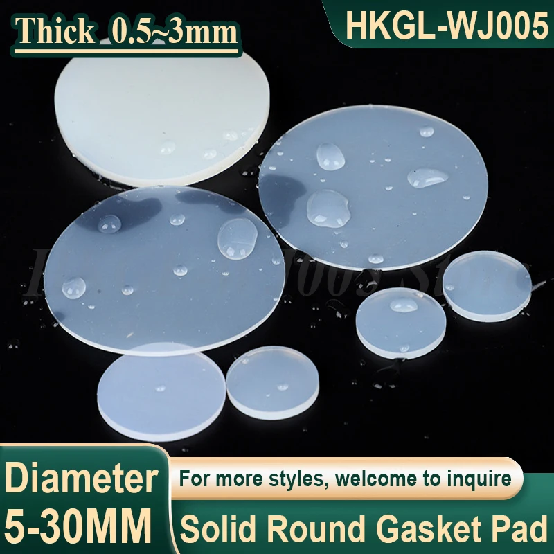 Dia 5-30mm Non-adhesive Transparent Silicone Rubber Solid Round Gasket Pad Anti Slip Bumper Pad Seal Gasket Waterproof Spacer