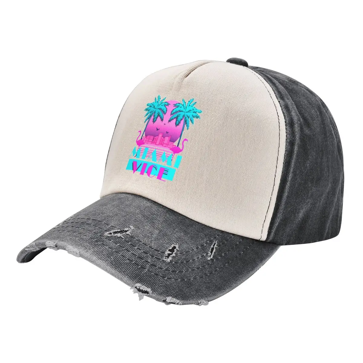 

Miami Vice - Retro 80s Design Baseball Cap Christmas Hat Bobble Hat Golf Women Men's