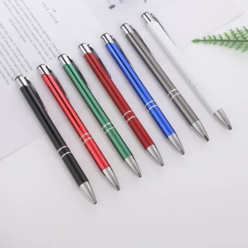 100 Pcs Free Custom LOGO Metal Ballpoint Pen Laser logo Pens for Writing Stationery Office School Supplies