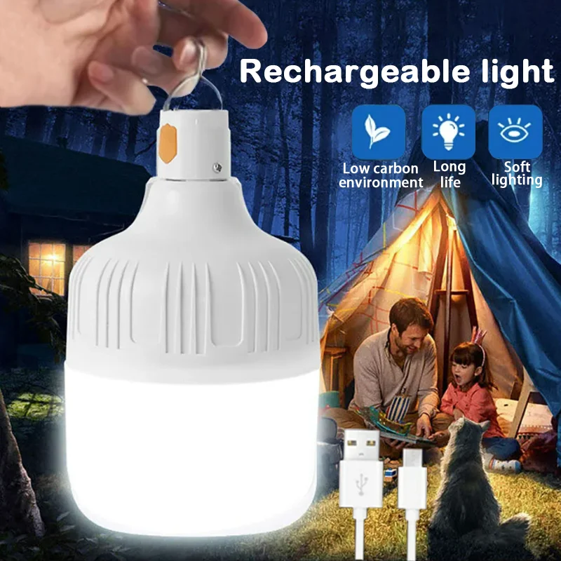 LED Portable Camping Lights 80W Rechargeable Lamp Lantern Emergency Light Tents Lighting Flashlight Equipment Bulb Outdoor Tools