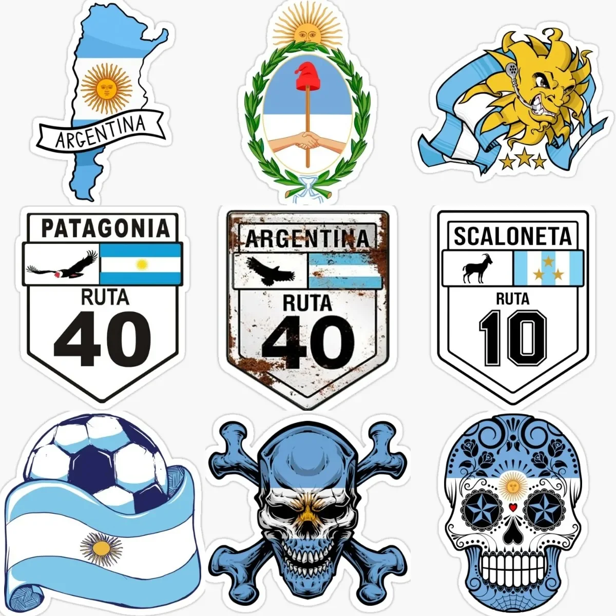 

Argentina Emblem Flag Skull Creative Sticker Bicycle Car Window Truck Wall Table Motorcycle Room Off-road Racing Helmet Decal
