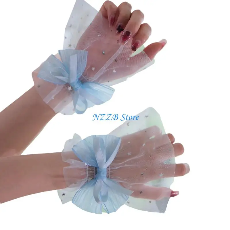 

T21F Sparkling Star Sequins Arm Sleeves Nails Art Photography Hand Sleeves Elastic Arm Covers for Bridal Shower Formal Event