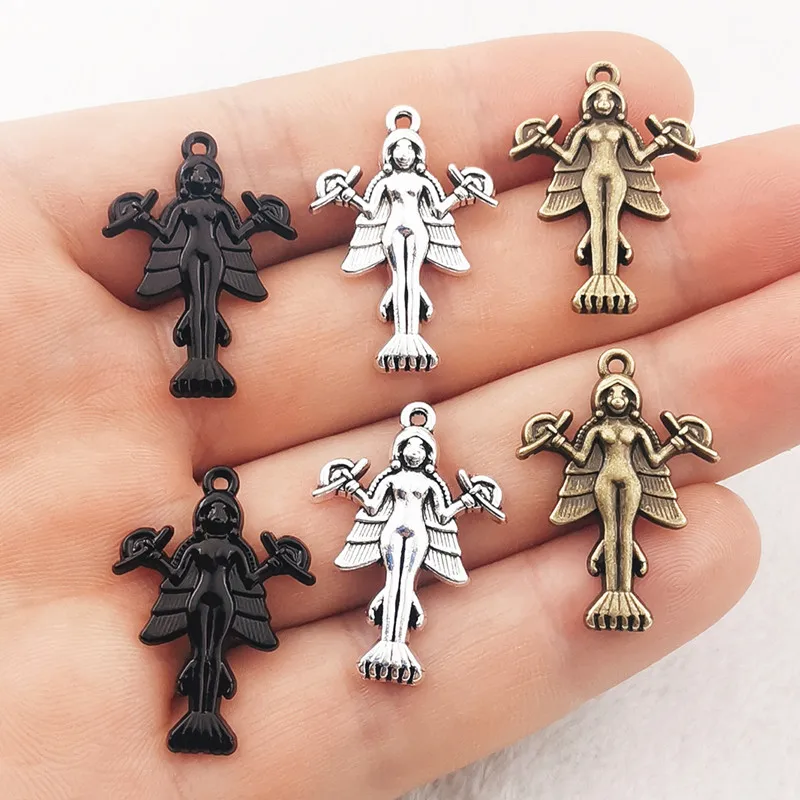 Colgante de dijes Lilith Innana Istar, amuleto luciferio satánico, demonio Sigil, fabricación de joyas DIY, 10 piezas