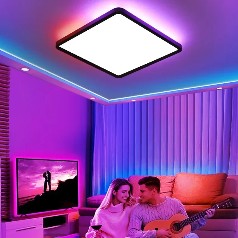 Imagem -03 - Tuya Inteligente Wifi Led Luz de Teto Rgb Lâmpadas para Sala Estar Decoração Quarto Casa Atmosfera Moderna Luminária