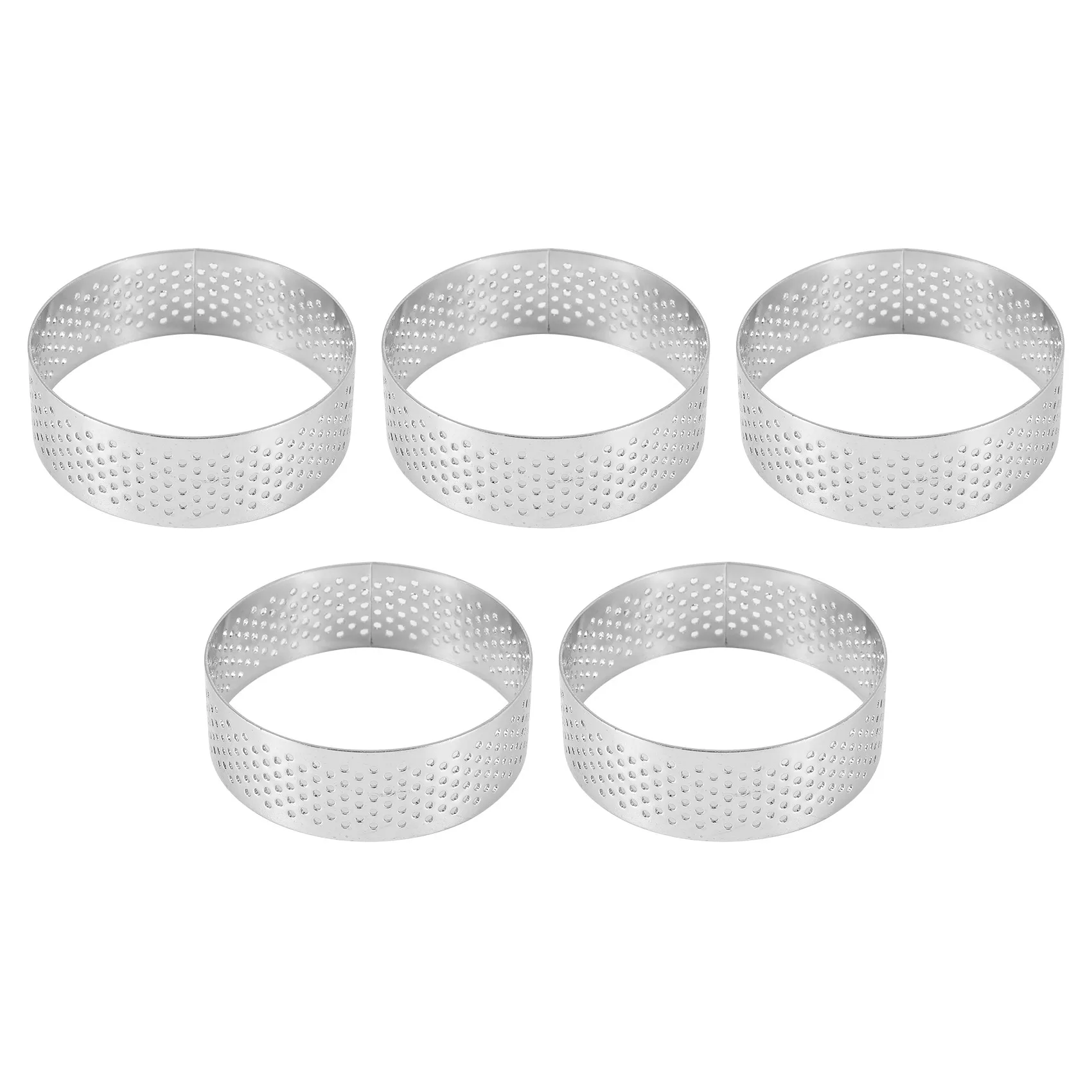 5Pcs 6cm Circular Tart Ring Dessert Stainless Steel Perforation Fruit Pie Quiche Cake Mousse Mold Kitchen Baking Mould