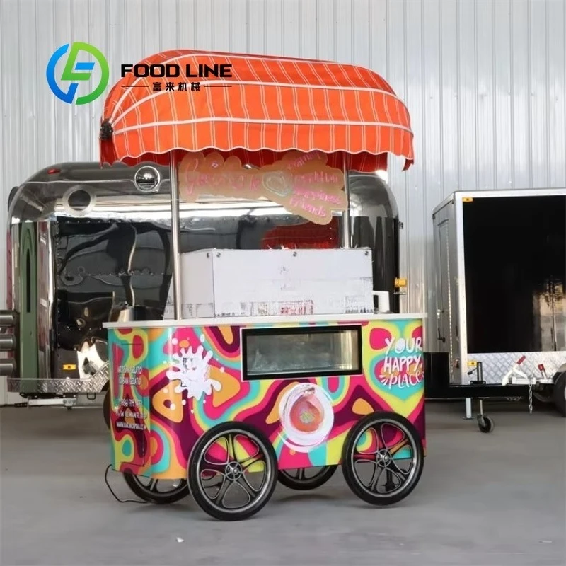 

Custom New Design Coffee Ice Cream Gelato Tricycle Bike Food Cart Mobile Outdoor Street Vending Cart for Catering Business Sale