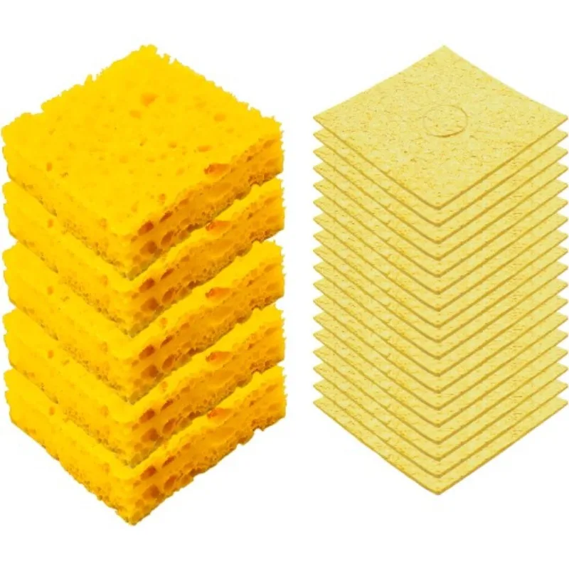 30PCS 60x60mm Soldering Sponge，Replacement Welding Soldering Iron Tip Cleaning Pads Sponge Yellow Special HighTemperature Sponge