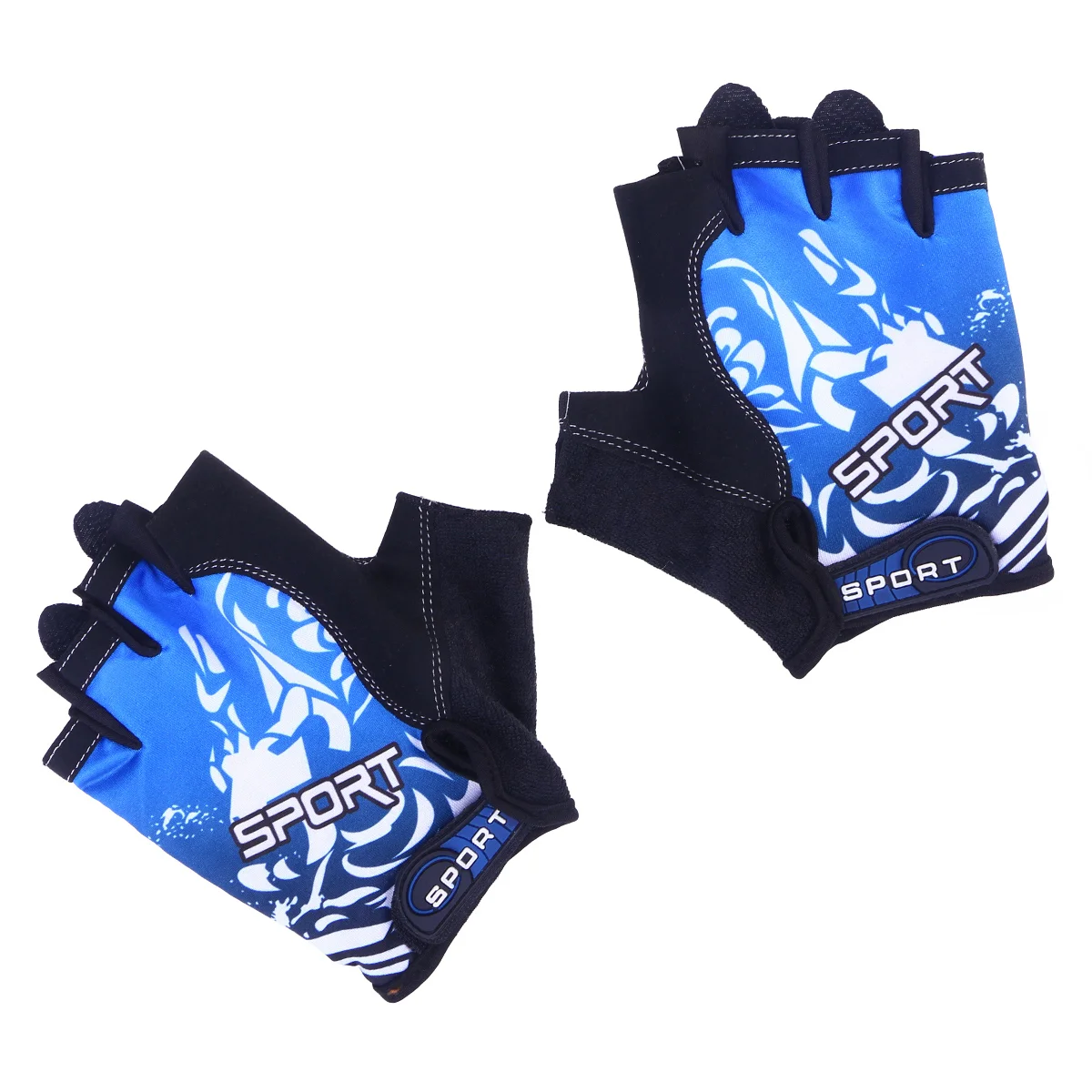 Gym Gloves Outdoor Sports Breathable Motorcycle Cycling Workout Half Blue Fitness