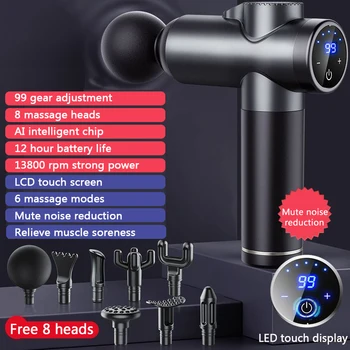Pistol massage gun adult 99 speed 8 heads muscle massage gun body electric for fascia neck and back massage Fitness equipment Pistol massage gun adult 99 speed 8 heads muscle massage gun body electric for fascia neck and back massage Fitness equipment