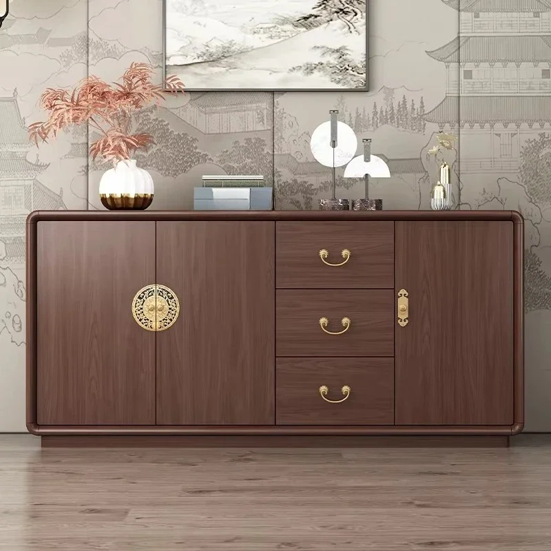 

Classic Chinese wooden storage with drawers and metal handles for multifunctional sideboards for home decoration