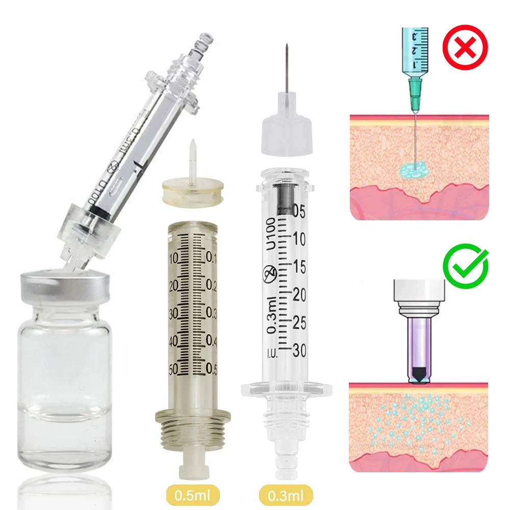 5/10 piezas 0,3 y 0,5 ml cartucho de cabezales de ampolla estériles desechables para tatuaje pluma de ácido hialurónico pluma presurizada pistola de