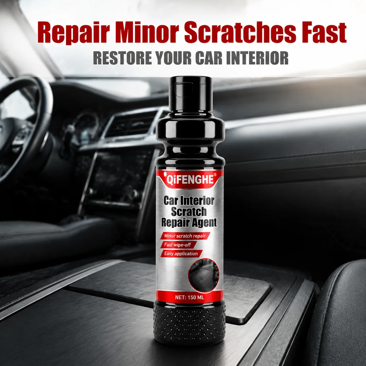 Quick Fix Interior Plastic Scratch Cream for Dashboard Seat Panel Remove Rub Marks Bring Back Natural Matte Shine 150ml