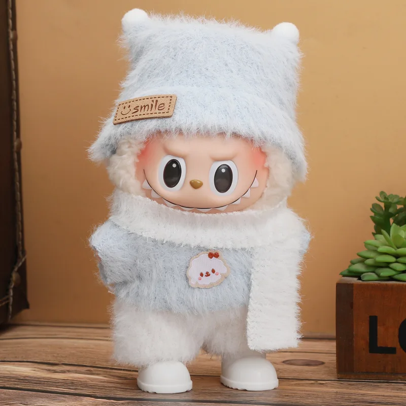 Conjuntos de trajes de muñeca de vinilo de felpa de 17cm con varios estilos, perfectos para muñecas Labubu, juegos de accesorios de moda para niñas