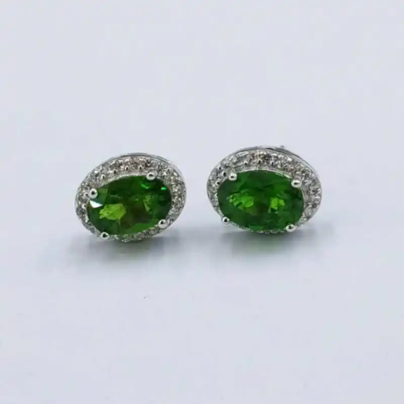 SACE GEMS Fashion Jewelry Earrings for Women 925 Sterling Silver 4*6MM Diopside Stud Earrings Wedding Party Fine Jewelry Gift