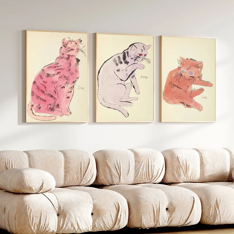 Andy Warhol Animal Cat Portrait Abstract Artwork Classic Posters Prints Canvas Painting Wall Art Picture Living Room Home Decor