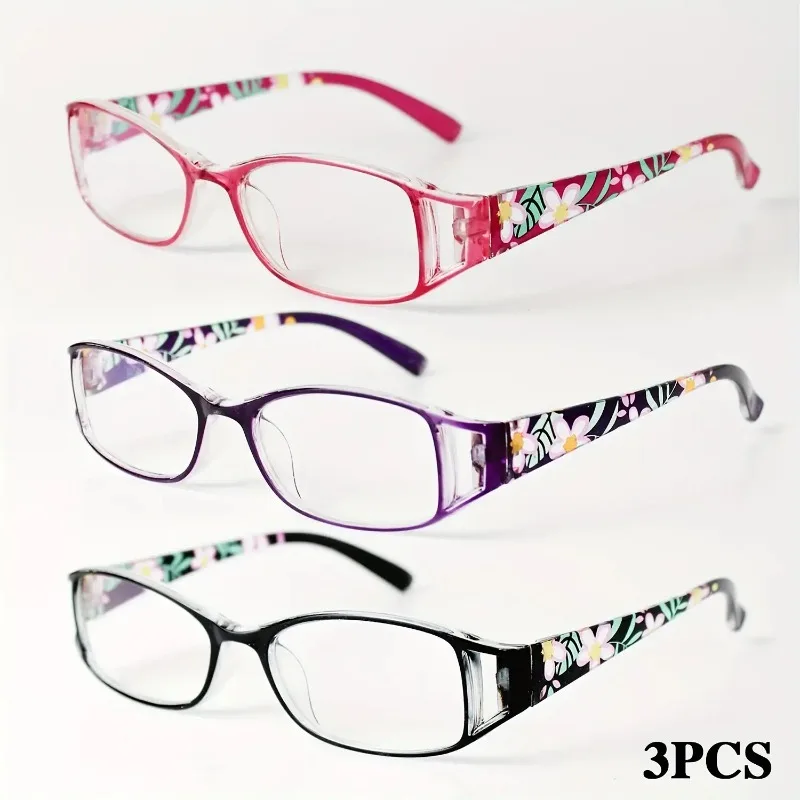 3 أزواج من نظارات القراءة الزهرية المجوفة للنساء #2